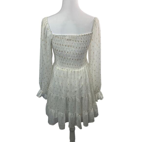 Altar'd State Women's White with
Gold and Silver Clip Chiffon Dress - Picture 4 of 8
